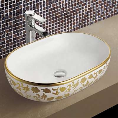 Ceramic Material Marble Colour Sinks  Countertop Gold Basin