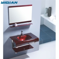 Hangzhou Wall Hanging Red Glass Basin For Bathroom Vessel Sink