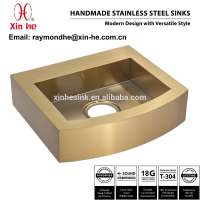 PVD Copper Brass Gold Plated Bathroom Vessel Sink, Commercial Handmade Stainless Steel Vessel Basin Lavatory Sink for Hotel