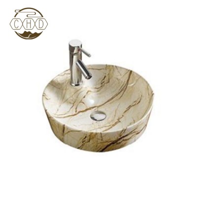 OEM Exquisite Natural Stone Surface Ceramic Counter Top Bathroom Basin Sink