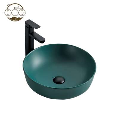 Bathroom Ceramic Lavabo Matt Green Color Art Basin Luxury Sanitary Ware Wash Basin