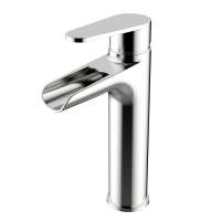 Brushed Nickel SUS304 Stainless Steel Satin Big Flow Bathroom Tall Waterfalls Mixers Top Faucets High Vessel Sink Basin Taps